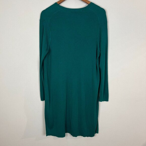 J. Jill Duster Cardigan Sweater Womens Petite Large Green V-Neck 3 Button Ribbed - Picture 7 of 13
